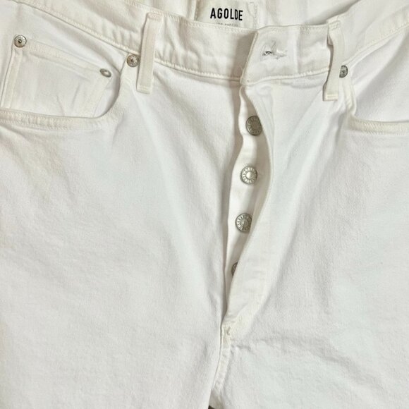 AGOLDE Riley High-Rise Straight Cropped Jeans Button Fly in White Size 32 - Picture 2 of 6